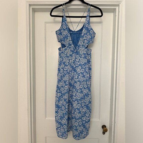 EUC Topshop Cornflower Floral Print Cutout Midi Dress - Picture 5 of 10